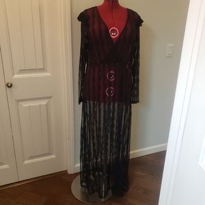 FOREVER21 sz 3X Lace Long Sleeve NightGown Black Lingerie